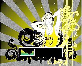 音樂(lè)女孩矢量素材
