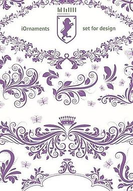 復古花飾紋樣矢量素材