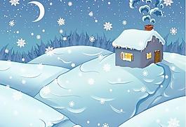 月光雪景矢量素材