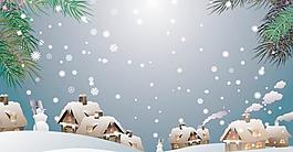 圣誕夜晚雪景矢量素材