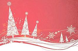 簡(jiǎn)約圣誕樹雪花矢量素材