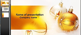 金色華麗圣誕彩球PPT模板