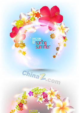 璀璨鮮花卡片矢量素材圖