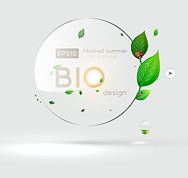 綠葉裝飾透明邊框幾何素材