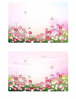 矢量花卉蜻蜓小花朵