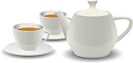 白瓷茶具—矢量素材