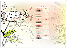 粉紅色系花卉2013年日歷模板