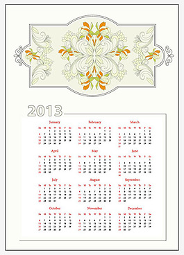 淡雅漂亮2013年日歷模板素材