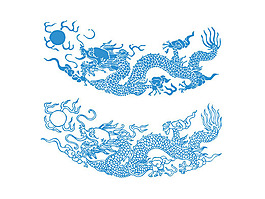 藍色中國龍精美矢量素材