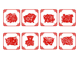经典剪纸猪图案