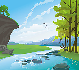 自然清新的小溪風景