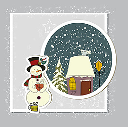 圣誕雪人插畫