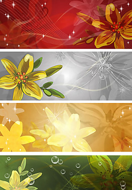 矢量图 梦幻百合花横幅BANNER
