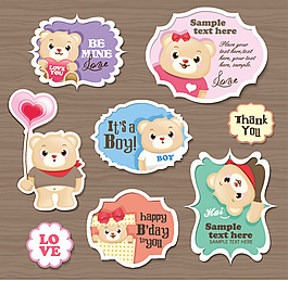 矢量圖片精美小熊標簽