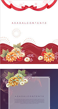 矢量素材波浪線條花朵背景
