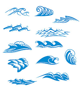 矢量藍(lán)色海浪費(fèi)圖形花紋