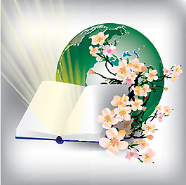 書本與地球矢量素材