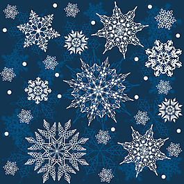 矢量冬季雪花藍色背景