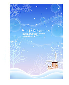 矢量冬季雪天樹(shù)木風(fēng)景