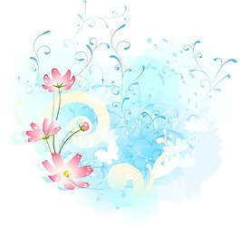 矢量素材梦幻浪漫花卉图案