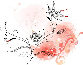 矢量线条花卉素材图案