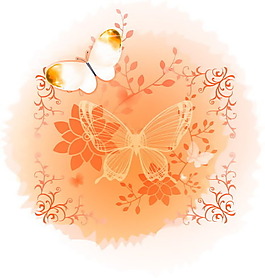 矢量素材梦幻蝴蝶花纹图案