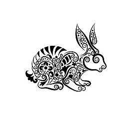精美花纹兔子矢量素材