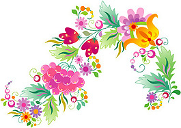 矢量素材絢麗果實花紋