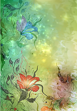 絢麗妖艷鮮花插畫矢量圖