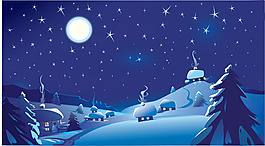 矢量素材夜晚的雪景圖片