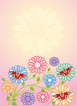 矢量素材蛾子與可愛花朵