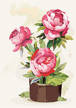 水粉畫鮮花矢量圖
