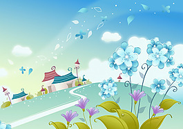 矢量卡通自然風(fēng)景圖片