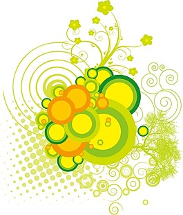 矢量素材精美綠色繽紛花朵背景