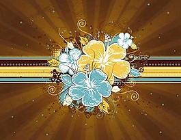 矢量素材精美花卉放射背景