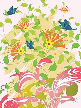 矢量精美夢幻花卉素材背景