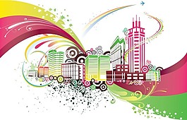 矢量素材潮流建筑物背景
