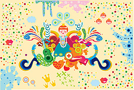 矢量素材可愛潮流插畫背景