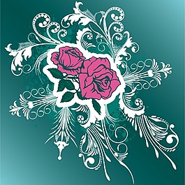 矢量素材玫瑰花主題花紋