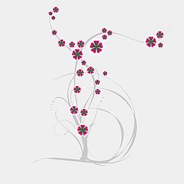 矢量線條抽象花朵素材