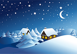 矢量素材大雪中的房屋