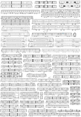 線描多款火車矢量素材