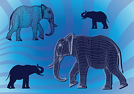 大象剪影網格矢量素材