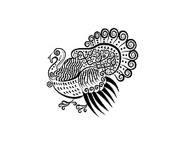 矢量素材手绘动物孔雀