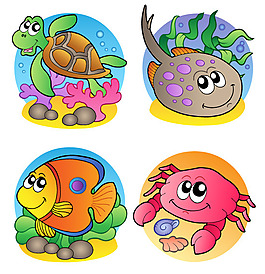矢量可愛卡通海洋生物