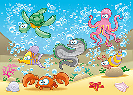 矢量卡通生物插画背景