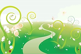 精美抽象花叢矢量素材
