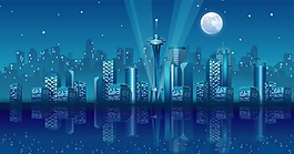 美麗城市夜景矢量素材