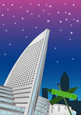 絢麗城市夜景矢量素材