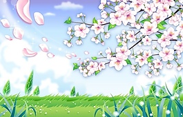 精美梅花草地矢量素材